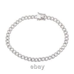 SI/H Pave Diamond Cuban Chain Bracelet 10k White Gold Jewelry Gift 1.60 Ct