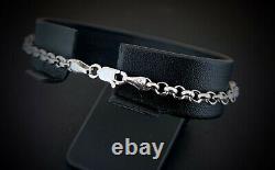 (SO4) 14ct White Gold Belcher Chain 8 Bracelet 4.5grams