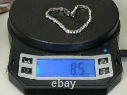 SOLID 14K WHITE GOLD with 6.5 TCW CUBIC ZIRCONIA TENNIS BRACELET 6.75 /8.5g