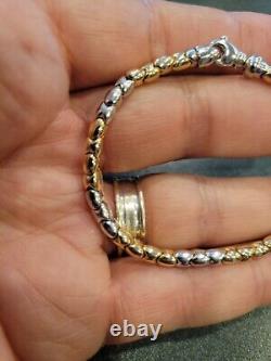 STUNNING 14KT ITALY YELLOW & WHITE GOLD BRACELET 10.6g 7L 4mm wide