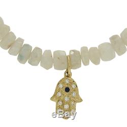 SYDNEY EVAN 14K Gold Diamonds White Moonstone Beads Bracelet 6-7U19 $640