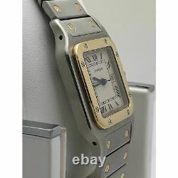 Santos de Cartier Ladies White Dial Two Tone S Steel Bracelet Watch 124527