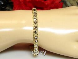 Solid 10K Yellow & White Gold Bracelet With lobster Claw Clasp 7-inch Long