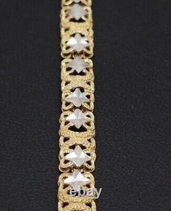 Solid 10K Yellow & White Gold Bracelet With lobster Claw Clasp 7-inch Long