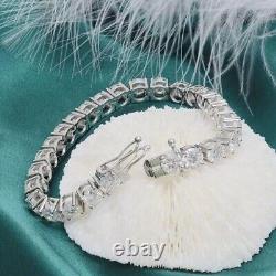 Solid 14K White Gold Plated Lab Created Diamond Tennis Bracelet 6 CT For Women's