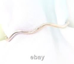 Solid 14K White Gold Zigzag Wave Hinged Bangle Bracelet 7 4.3 Gram Italy Signed