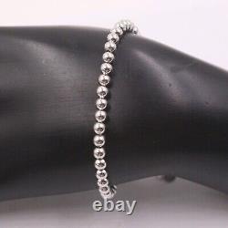 Solid 18K White Gold Bracelet 4mm Round Bead Link Bracelet 18.6cm L For Woman