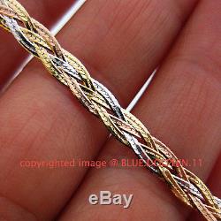 Solid 18ct Yellow White Rose Gold Twist Diamond Edge Ring Clasp Bracelet Chain