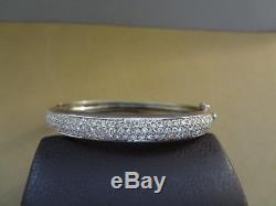Sparkling 14k White Gold 2.00 Tcw Diamond Pave Bangle Bracelet Hinged
