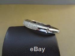 Sparkling 14k White Gold 2.00 Tcw Diamond Pave Bangle Bracelet Hinged