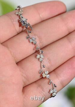 Spectacular 14K White Gold Diamond Flower Bracelet 6.01 Grams
