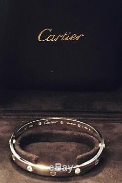 Stunning Cartier Love Bracelet 18K White Gold, 4 Diamonds, Size 17 Original Box