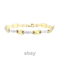 TJC 9Carat Yellow Gold White Gold Link Bracelet Size 7.5 Inches Metal Wt 3.6 Gms