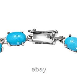 TJC 9.21ct Turquoise Station Bracelet Women in 9ct White Gold Size 7.5 Inches