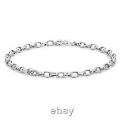 TJC 9ct White Gold Belcher Chain Bracelet Size 7.5 with Spring Ring Clasp