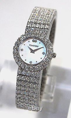 TOURNEAU Lady's 18K White Gold & Diamond Bracelet Watch Approximately 13.50ct