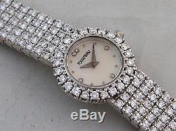 TOURNEAU Lady's 18K White Gold & Diamond Bracelet Watch Approximately 13.50ct