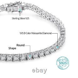 Tennis Bracelet Moissanite Gemstones Round Cut 925 Silver Gold Plated