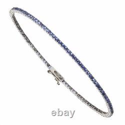 Tennis Bracelet White Gold 18 Carats with Zircons Navy