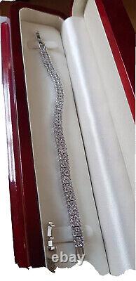 Tennis Bracelet white gold finish with Created Diamond double Row gift boxed