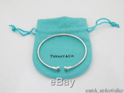 Tiffany & Co. 18K White Gold Diamond T Wire Bracelet Pouch Medium Retail $3300