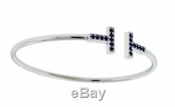 Tiffany & Co T wire Sapphire bracelet bangle in 18k white Gold size M