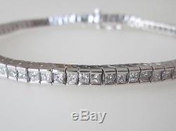 Trendy 14k. White Gold 3 Carats Princess Cut Ladies Diamond Tennis Bracelet