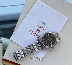 Tudor Black Dial Rolex Prince Date Automatic Steel 74000 34mm vintage 98 watch