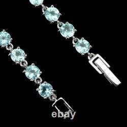 Unheated Round Blue Apatite 5mm White Gold Plate 925 Sterling Silver Bracelet