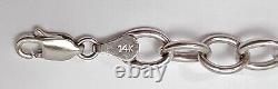 Unique 14K Karat White Gold Designer Heart Charm Pendant Link Bracelet 7 1/4