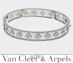Van Cleef & Arpels 18K WG Perlee Diamond Bangle Bracelet Box Papers