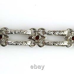 Victorian Style 14k White Gold and Garnet Designer Bracelet