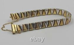 Vintage 14K Yellow & White Gold 2Tone Triangle Stacking Bracelet 7.5 CIT Italy