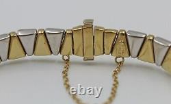 Vintage 14K Yellow & White Gold 2Tone Triangle Stacking Bracelet 7.5 CIT Italy