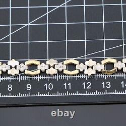 Vintage 14ct Yellow & White Gold Fancy Link Panel Bracelet 14k 585 7.13g 20.5cm