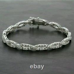 Vintage 5.10 Ct Infinity Link Diamond Tennis Bracelet 14K White Gold Finish