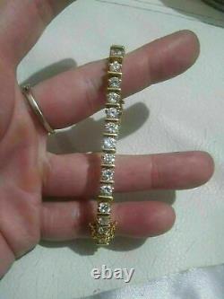 Vintage 9Ct VVS1/D Diamond Women's Tennis Bracelet Solid 14k Yellow Gold Finish