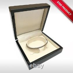 Vintage 9ct/375 White Gold 17.9cm 3mm Round Ladies Bangle (Presentation Boxed)