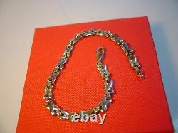 Vintage 9ct Yellow-rose-white Gold Bracelet-7.5 Kisses Design-used Condition