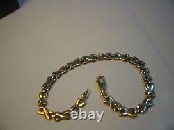 Vintage 9ct Yellow-rose-white Gold Bracelet-7.5 Kisses Design-used Condition