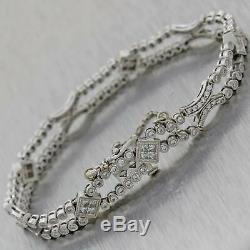 Vintage Estate 14K White Gold 2ctw Diamond Bracelet