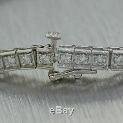Vintage Estate 14k White Gold 2.12ctw Diamond 3mm Box Link Line Tennis Bracelet
