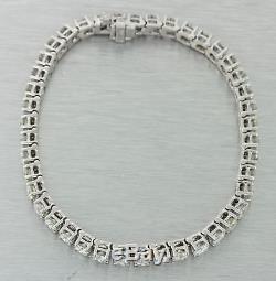Vintage Estate 14k White Gold 8.40ctw Diamond 4mm Wide Tennis Bracelet