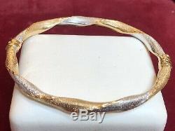 Vintage Estate 14k White & Yellow Gold Bangle Bracelet Designer Signed S C