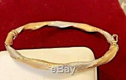 Vintage Estate 14k White & Yellow Gold Bangle Bracelet Designer Signed S C