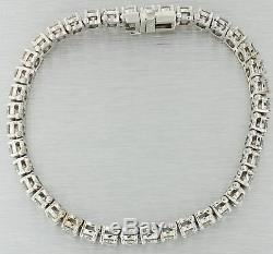 Vintage Estate Solid 14k White Gold 10.00ct Diamond 4mm Wide Tennis Bracelet