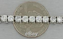 Vintage Estate Solid 14k White Gold 10.00ct Diamond 4mm Wide Tennis Bracelet