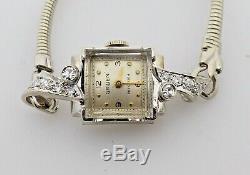 Vintage Gruen 14K White Gold Diamond Ladies Watch with 10K White Gold Bracelet