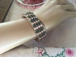 Vintage Jewellery Emerald White Gold 1940s Sweetheart Bracelet Antique Jewelry