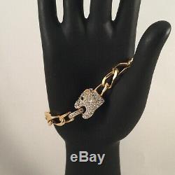 Vintage Jewellery Leopard Panther Bracelet Gold White Black Crystals Jewelry